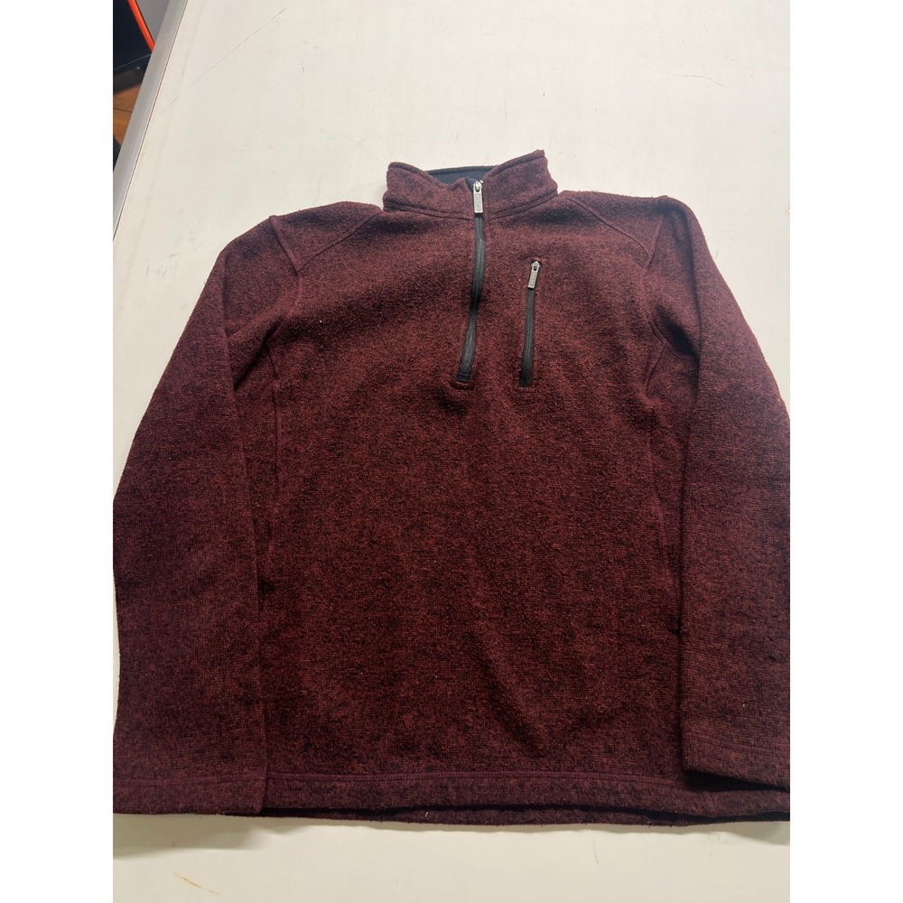 Woolrich 1/4 Zip Sweater Red Mockneck Fleece Pullover Grandpa Mens Sz Medium - Picture 1 of 8